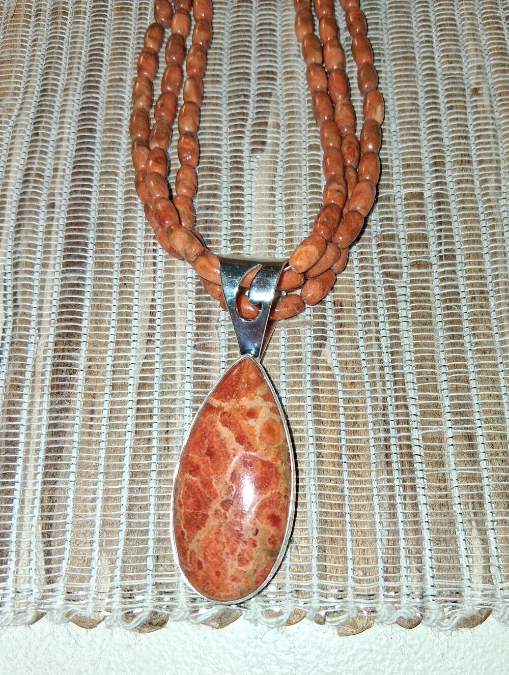 Vintage Mine Finds by Jay King Sterling Silver & Red Stone Necklace 18"-20"